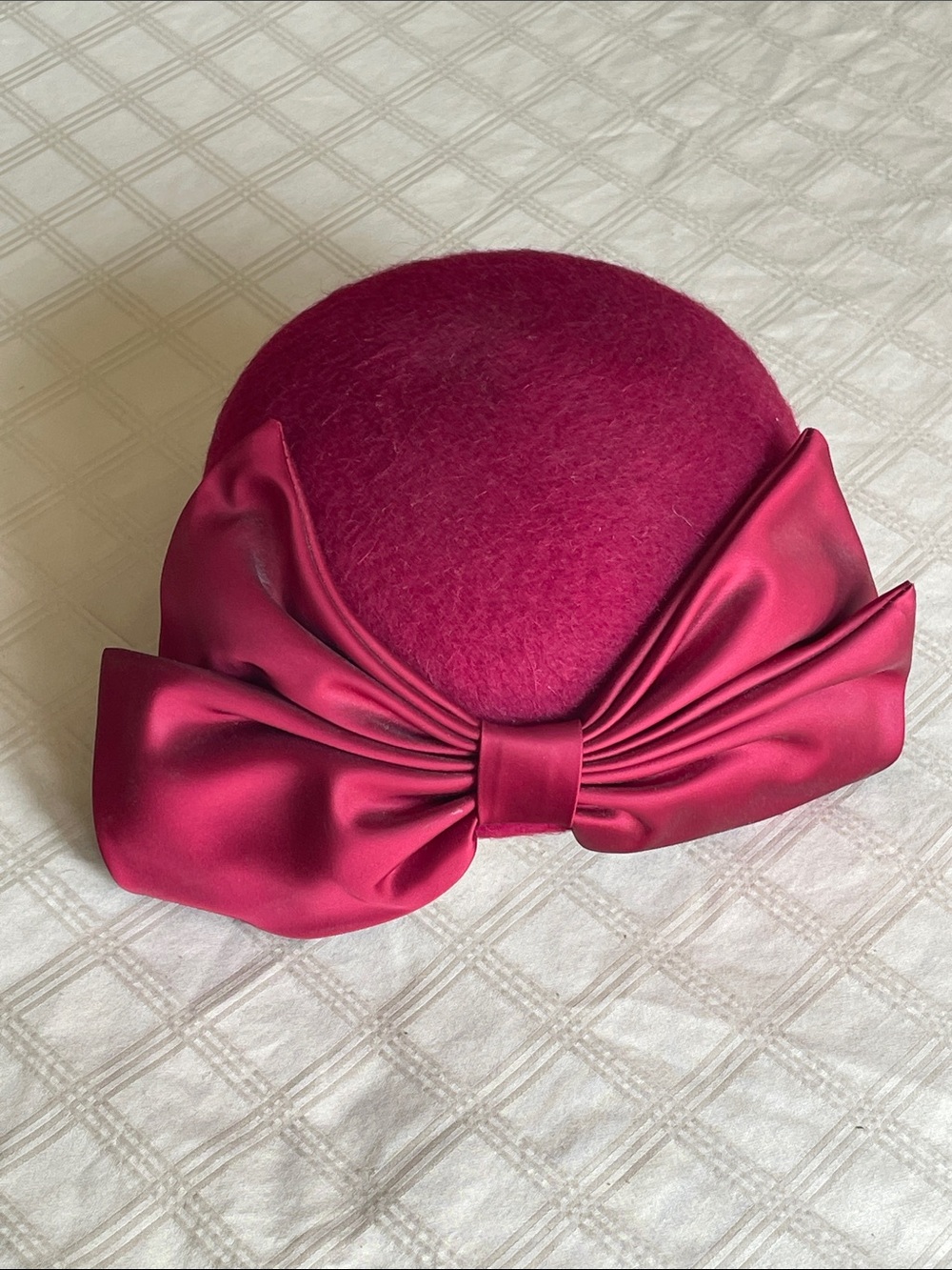 Vintage Fuchsia Bow Wool Felt Women's Hat